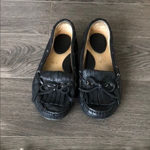 Black Frye flats- moccasin style loafers